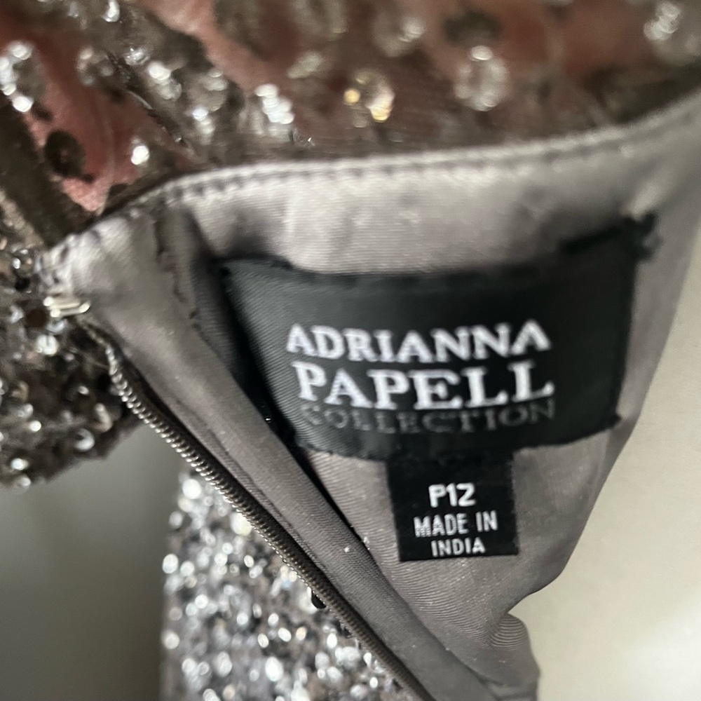 Adrianna Papell Silver Sequin Gown - Picture 8 of 8